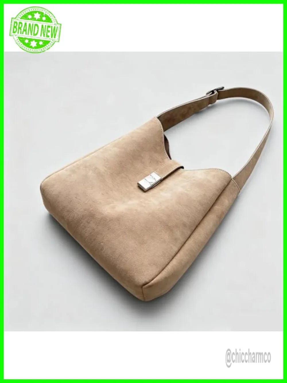 Vintage Suede Slouchy Hobo Bag with Zippered Pouch